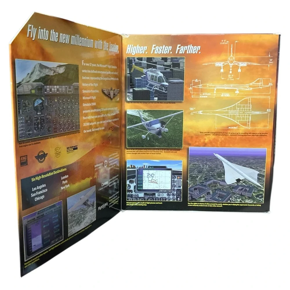 NEW Vintage Microsoft Flight Simulator 2000 (PC, 1999) Manuals & CD